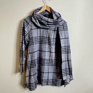 Toni Morgan Plaid Cowl Neck Tunic Sweater with Pockets Womens Size M NWT